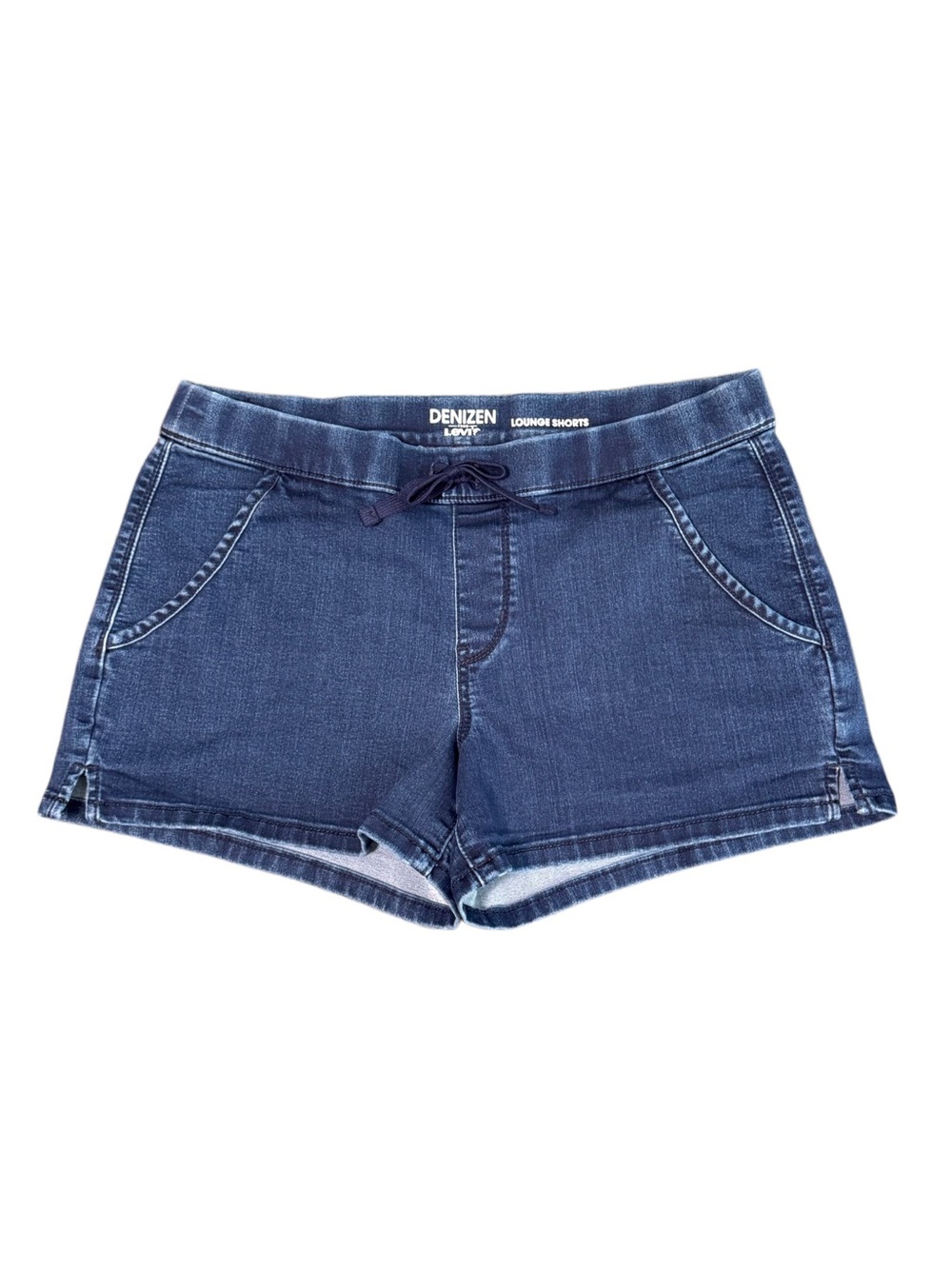 Levi's Denizen Navy Wash Stretch Denim Drawstring Lounge Shorts